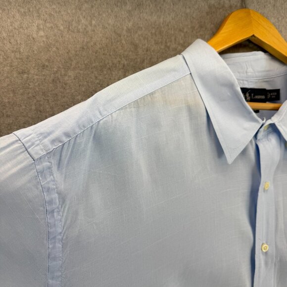 Ralph Lauren Mens 4XB Big Carolina Blue Button Front Shirt Collared Pink Pony SS - Picture 3 of 15